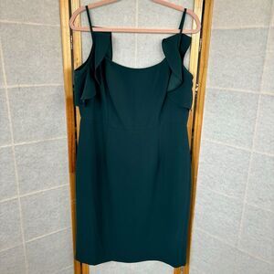 NWT Nanette Lepore Ruffle Flutter Evergreen Green Cocktail Dress Size 10‎